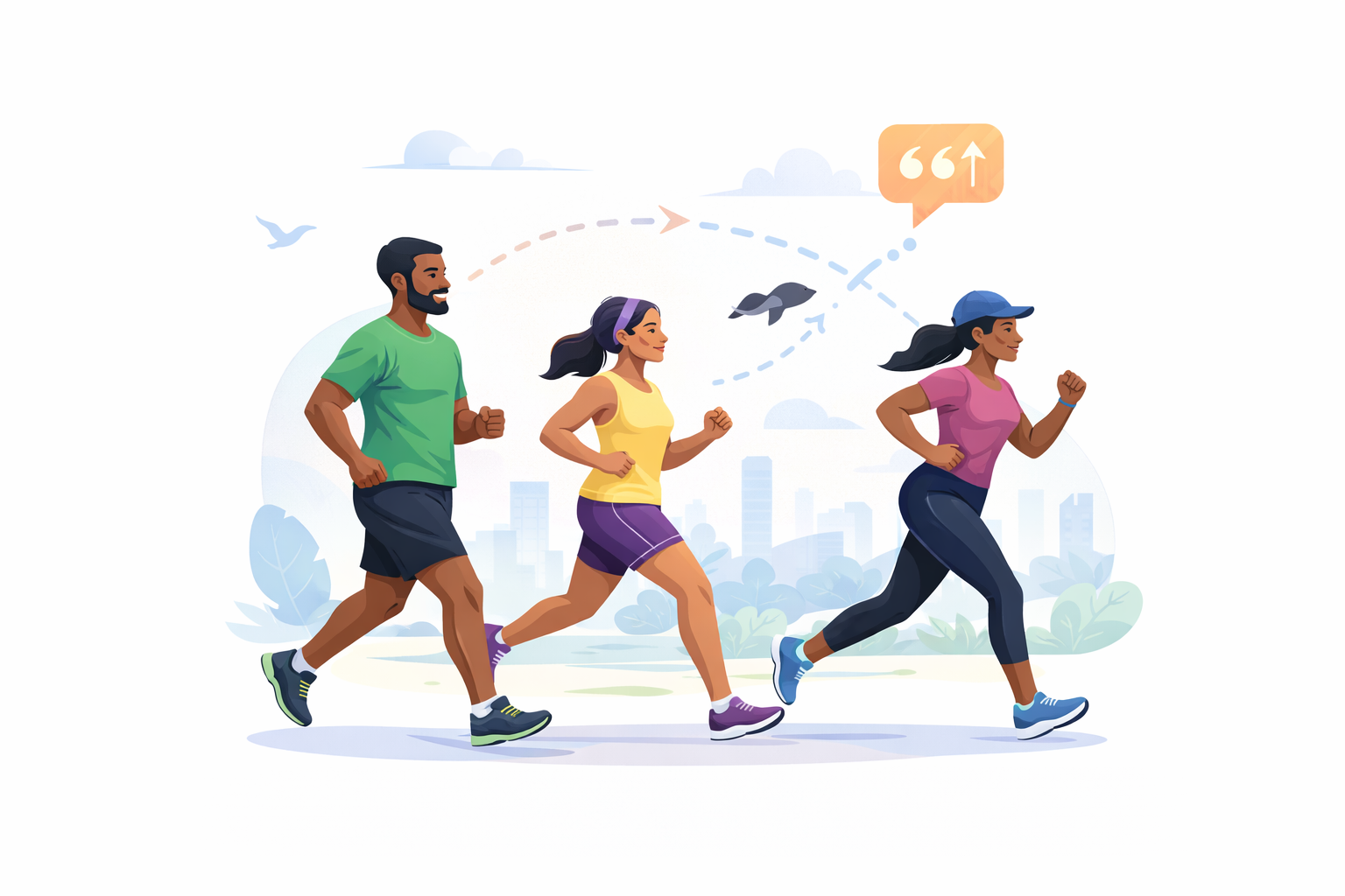 Diverse runners in the city